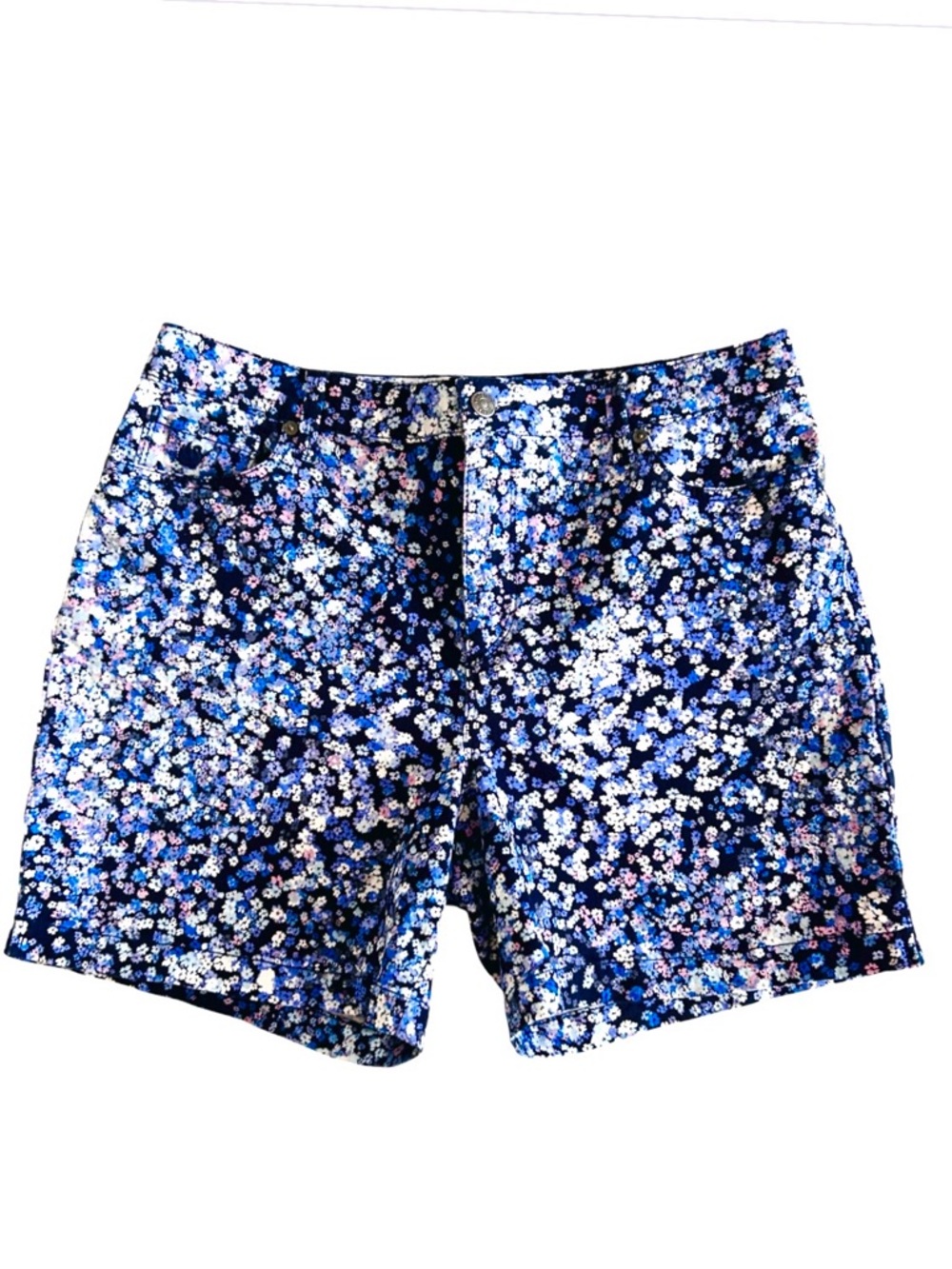 Gloria Vanderbilt Amanda Blue Denim Floral Mom Shorts Sz.12P